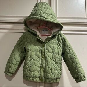 Old Navy Girls Cotton Quilted Fleece Green Jacket 5T